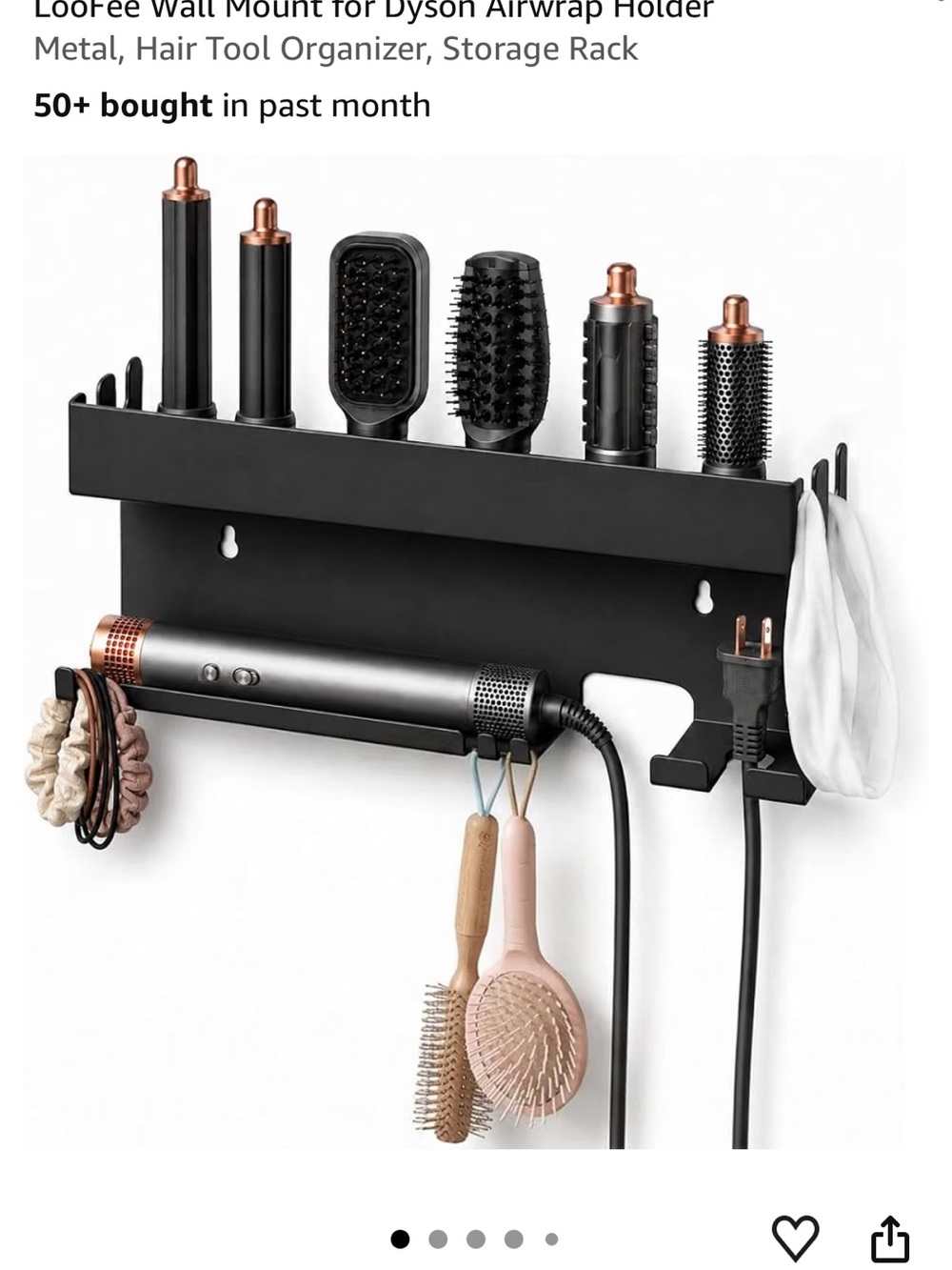 Wall-Mount Hair Tool Organizer Rack - Black by